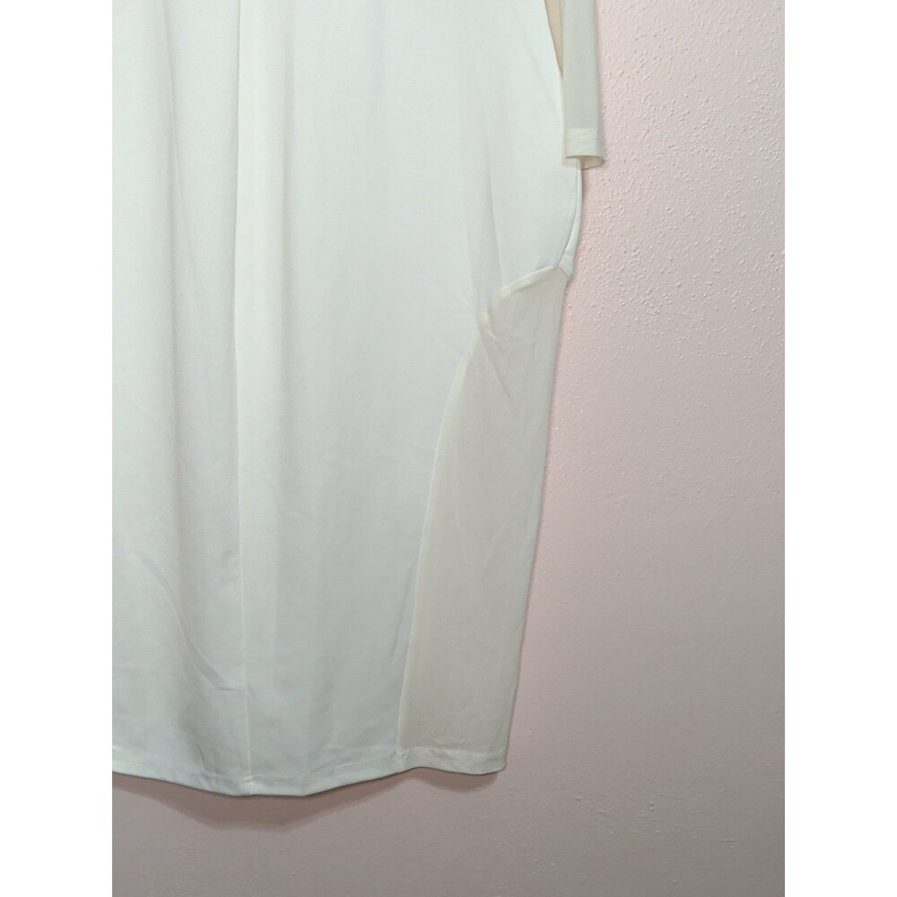 Curvy Sense Blazer Bodycon Dress Womens 2XL Ivory Sheer Mesh Cutout Zip Sexy - Picture 10 of 14